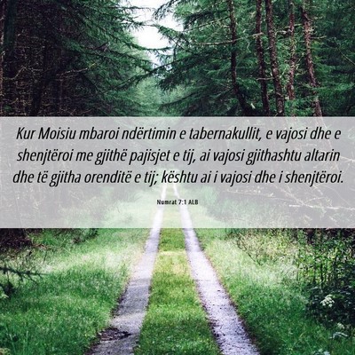 Picture 06 - Numrat 7:1 ALB - Kur Moisiu mbaroi ndërtimin e tabernakullit, e - Bible Verse Picture