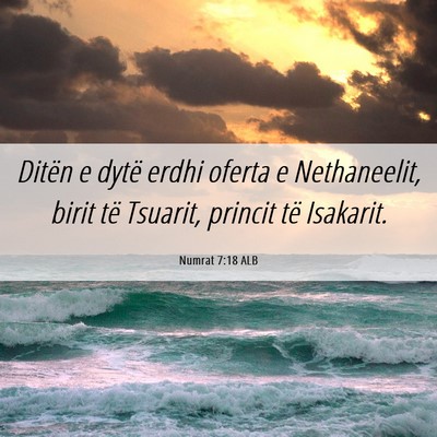 Picture 06 - Numrat 7:18 ALB - Ditën e dytë erdhi oferta e Nethaneelit, birit - Bible Verse Picture