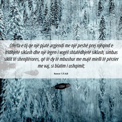 Picture 06 - Numrat 7:25 ALB - Oferta e tij qe një pjatë argjendi me një - Bible Verse Picture