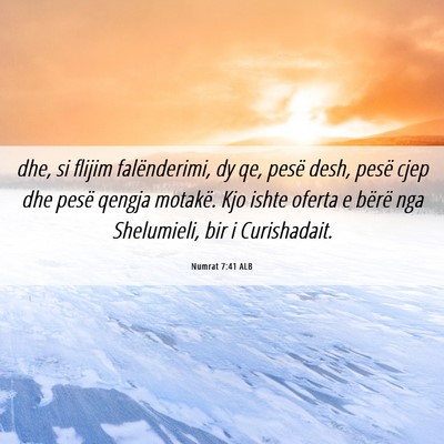 Picture 06 - Numrat 7:41 ALB - dhe, si flijim falënderimi, dy qe, pesë desh, - Bible Verse Picture