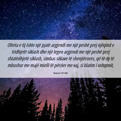 Picture 06 - Numrat 7:61 ALB - Oferta e tij ishte një pjatë argjendi me një - Bible Verse Picture