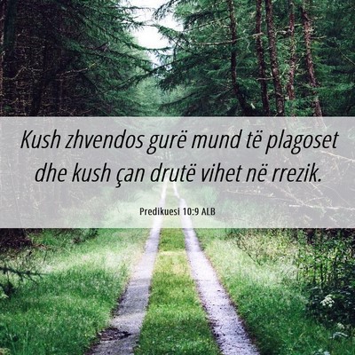 Picture 06 - Predikuesi 10:9 ALB - Kush zhvendos gurë mund të plagoset dhe kush - Bible Verse Picture