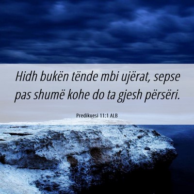 Picture 06 - Predikuesi 11:1 ALB - Hidh bukën tënde mbi ujërat, sepse pas shumë - Bible Verse Picture