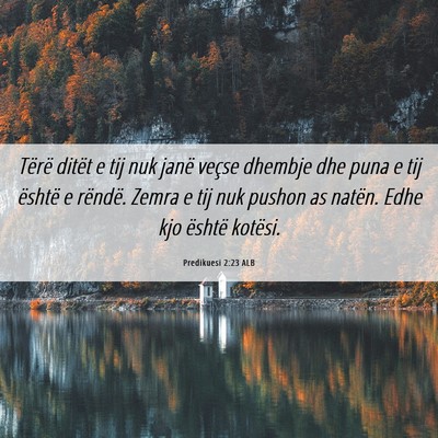 Picture 06 - Predikuesi 2:23 ALB - Tërë ditët e tij nuk janë veçse dhembje dhe - Bible Verse Picture