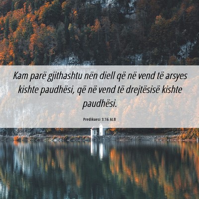 Picture 06 - Predikuesi 3:16 ALB - Kam parë gjithashtu nën diell që në vend të - Bible Verse Picture