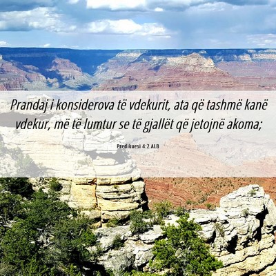 Picture 06 - Predikuesi 4:2 ALB - Prandaj i konsiderova të vdekurit, ata që - Bible Verse Picture