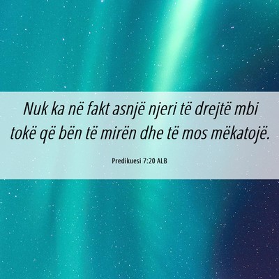 Picture 06 - Predikuesi 7:20 ALB - Nuk ka në fakt asnjë njeri të drejtë mbi - Bible Verse Picture