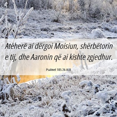 Picture 06 - Psalmet 105:26 ALB - Atëherë ai dërgoi Moisiun, shërbëtorin e - Bible Verse Picture