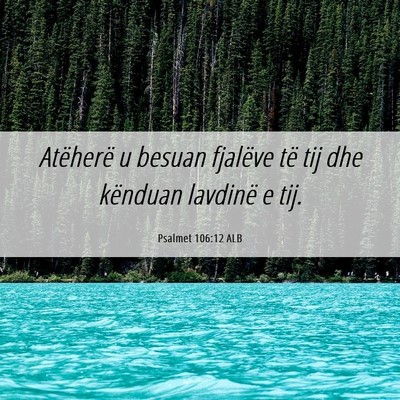 Picture 06 - Psalmet 106:12 ALB - Atëherë u besuan fjalëve të tij dhe kënduan - Bible Verse Picture