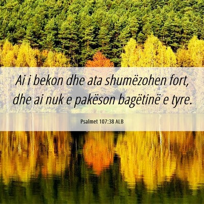 Picture 06 - Psalmet 107:38 ALB - Ai i bekon dhe ata shumëzohen fort, dhe ai nuk e - Bible Verse Picture