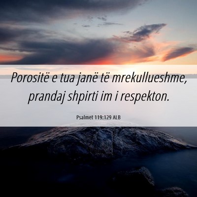 Picture 06 - Psalmet 119:129 ALB - Porositë e tua janë të mrekullueshme, prandaj - Bible Verse Picture