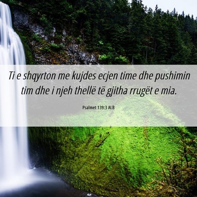 Picture 06 - Psalmet 139:3 ALB - Ti e shqyrton me kujdes ecjen time dhe pushimin - Bible Verse Picture