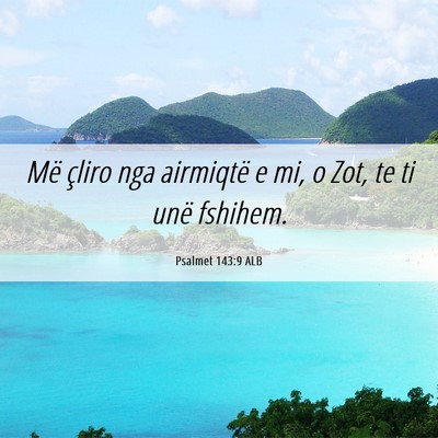 Picture 06 - Psalmet 143:9 ALB - Më çliro nga airmiqtë e mi, o Zot, te ti unë - Bible Verse Picture