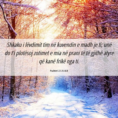 Picture 06 - Psalmet 22:25 ALB - Shkaku i lëvdimit tim në kuvendin e madh je ti; - Bible Verse Picture