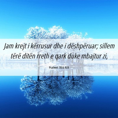 Picture 06 - Psalmet 38:6 ALB - Jam krejt i kërrusur dhe i dëshpëruar; sillem - Bible Verse Picture