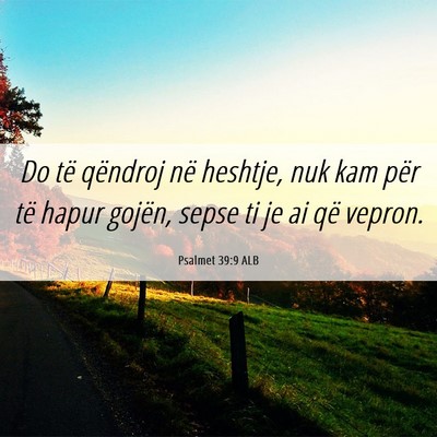 Picture 06 - Psalmet 39:9 ALB - Do të qëndroj në heshtje, nuk kam për të - Bible Verse Picture