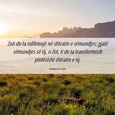 Picture 06 - Psalmet 41:3 ALB - Zoti do ta ndihmojë në shtratin e sëmundjes; - Bible Verse Picture