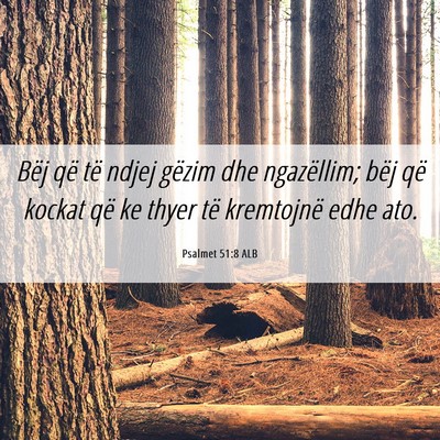 Picture 06 - Psalmet 51:8 ALB - Bëj që të ndjej gëzim dhe ngazëllim; bëj - Bible Verse Picture