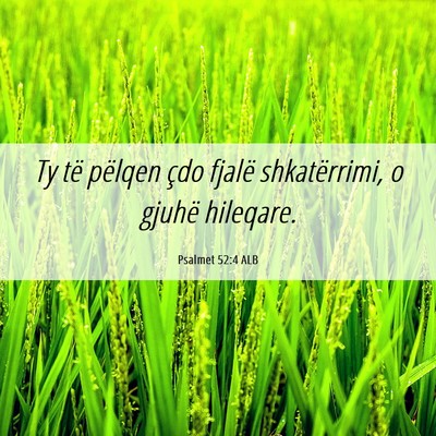 Picture 06 - Psalmet 52:4 ALB - Ty të pëlqen çdo fjalë shkatërrimi, o gjuhë - Bible Verse Picture