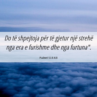 Picture 06 - Psalmet 55:8 ALB - Do të shpejtoja për të gjetur një strehë nga - Bible Verse Picture