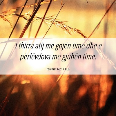 Picture 06 - Psalmet 66:17 ALB - I thirra atij me gojën time dhe e përlëvdova - Bible Verse Picture
