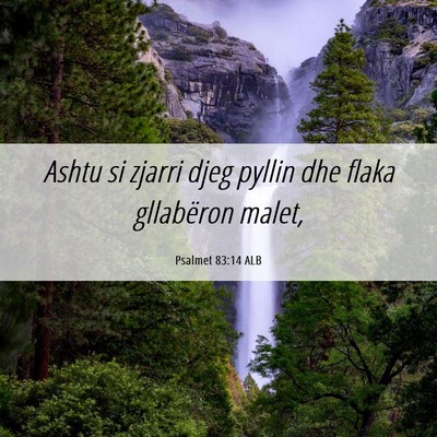 Picture 06 - Psalmet 83:14 ALB - Ashtu si zjarri djeg pyllin dhe flaka gllabëron - Bible Verse Picture