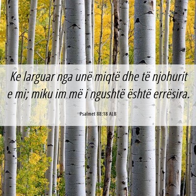 Picture 06 - Psalmet 88:18 ALB - Ke larguar nga unë miqtë dhe të njohurit e mi; - Bible Verse Picture