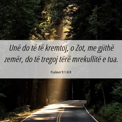 Picture 06 - Psalmet 9:1 ALB - Unë do të të kremtoj, o Zot, me gjithë - Bible Verse Picture