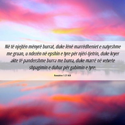 Picture 06 - Romakëve 1:27 ALB - Në të njejtën mënyrë burrat, duke lënë - Bible Verse Picture
