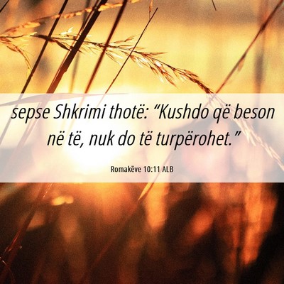 Picture 06 - Romakëve 10:11 ALB - sepse Shkrimi thotë: “Kushdo që beson në - Bible Verse Picture