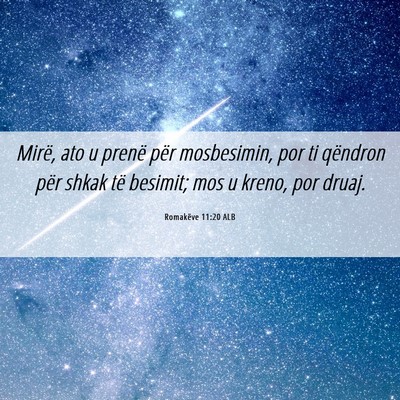 Picture 06 - Romakëve 11:20 ALB - Mirë, ato u prenë për mosbesimin, por ti - Bible Verse Picture