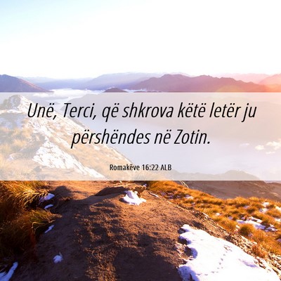 Picture 06 - Romakëve 16:22 ALB - Unë, Terci, që shkrova këtë letër ju - Bible Verse Picture