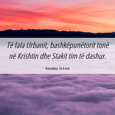 Picture 06 - Romakëve 16:9 ALB - Të fala Urbanit, bashkëpunëtorit tonë në - Bible Verse Picture