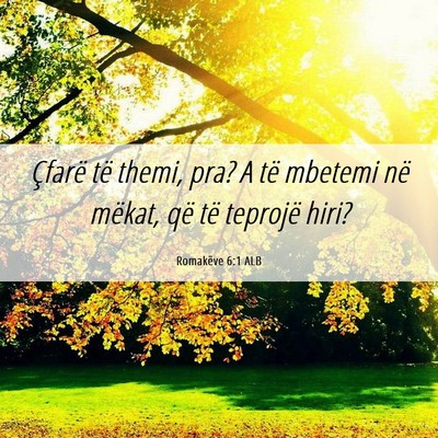 Picture 06 - Romakëve 6:1 ALB - Çfarë të themi, pra? A të mbetemi në mëkat, - Bible Verse Picture