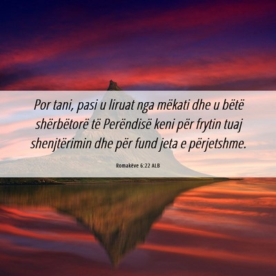 Picture 06 - Romakëve 6:22 ALB - Por tani, pasi u liruat nga mëkati dhe u bëtë - Bible Verse Picture