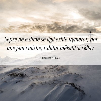 Picture 06 - Romakëve 7:14 ALB - Sepse ne e dimë se ligji është frymëror, por - Bible Verse Picture