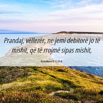 Picture 06 - Romakëve 8:12 ALB - Prandaj, vëllezër, ne jemi debitorë jo të - Bible Verse Picture