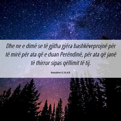 Picture 06 - Romakëve 8:28 ALB - Dhe ne e dimë se të gjitha gjëra - Bible Verse Picture