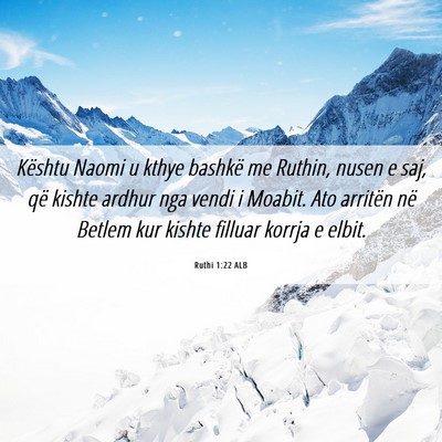 Picture 06 - Ruthi 1:22 ALB - Kështu Naomi u kthye bashkë me Ruthin, nusen e - Bible Verse Picture