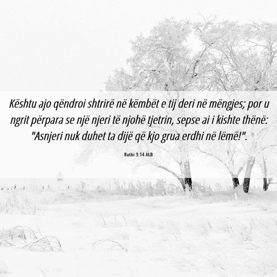 Picture 06 - Ruthi 3:14 ALB - Kështu ajo qëndroi shtrirë në këmbët e tij - Bible Verse Picture