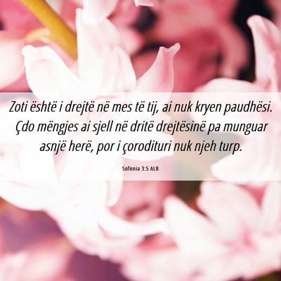 Picture 06 - Sofonia 3:5 ALB - Zoti është i drejtë në mes të tij, ai nuk - Bible Verse Picture