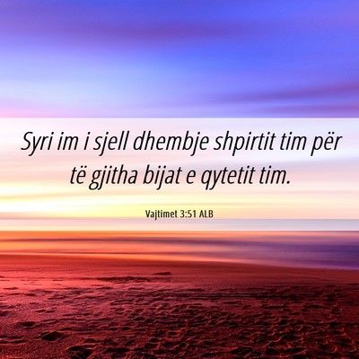 Picture 06 - Vajtimet 3:51 ALB - Syri im i sjell dhembje shpirtit tim për të - Bible Verse Picture