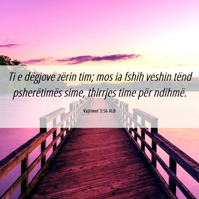 Picture 06 - Vajtimet 3:56 ALB - Ti e dëgjove zërin tim; mos ia fshih veshin - Bible Verse Picture