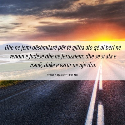 Picture 06 - Veprat e Apostujve 10:39 ALB - Dhe ne jemi dëshmitarë për të gjitha ato që - Bible Verse Picture