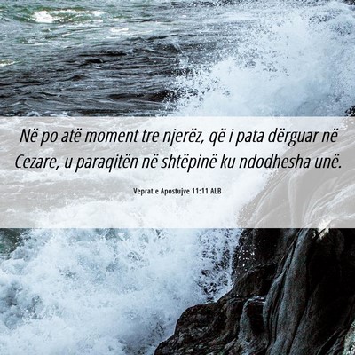Picture 06 - Veprat e Apostujve 11:11 ALB - Në po atë moment tre njerëz, që i pata - Bible Verse Picture