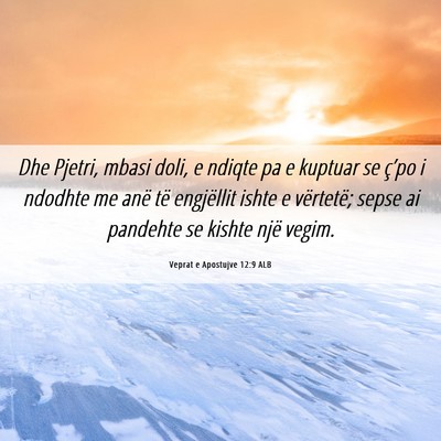 Picture 06 - Veprat e Apostujve 12:9 ALB - Dhe Pjetri, mbasi doli, e ndiqte pa e kuptuar se - Bible Verse Picture