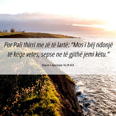 Picture 06 - Veprat e Apostujve 16:28 ALB - Por Pali thirri me zë të lartë: “Mos i bëj - Bible Verse Picture