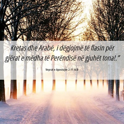 Picture 06 - Veprat e Apostujve 2:11 ALB - Kretas dhe Arabë, i dëgjojmë të flasin për - Bible Verse Picture