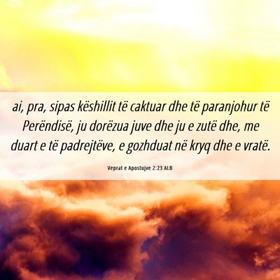 Picture 06 - Veprat e Apostujve 2:23 ALB - ai, pra, sipas këshillit të caktuar dhe të - Bible Verse Picture