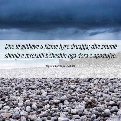 Picture 06 - Veprat e Apostujve 2:43 ALB - Dhe të gjithëve u kishte hyrë druajtja; dhe - Bible Verse Picture